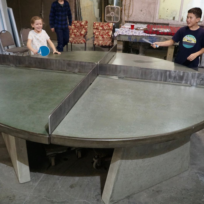 4 Way Table Stone Age Concrete Table Tennis- Permanent Outdoor Round 4 Way Table T ...