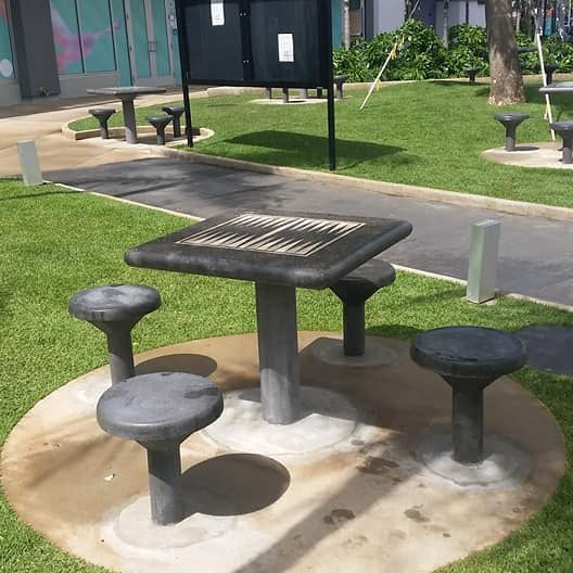 Stone Age Concrete Outdoor Backgammon Table