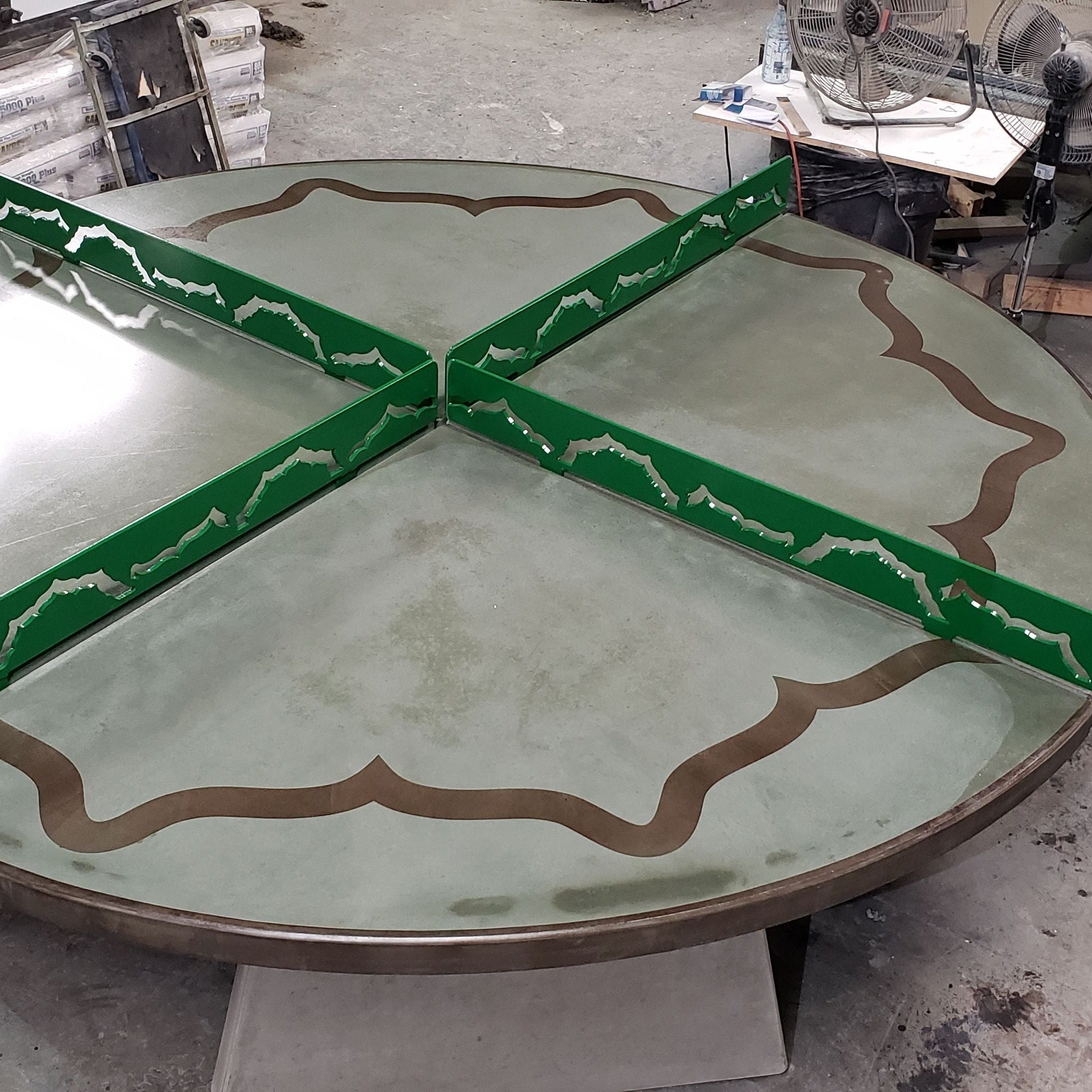4 Way Table Stone Age Concrete Table Tennis- Permanent Outdoor Round 4 Way Table T ...