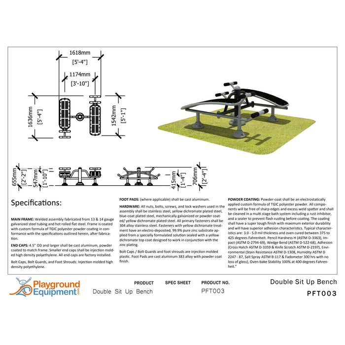 Playground Equipment Double Station Sit Up Bench-Workout Station-Outdoor Workout Supply